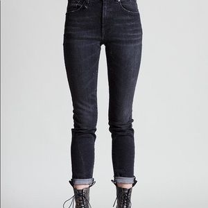 R13 high rise skinny in black marble 28